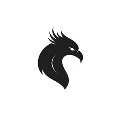 Fototapeta premium Stylized black eagle head silhouette design.