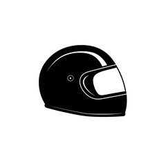Fototapeta premium Black racing helmet silhouette for motorsport use.