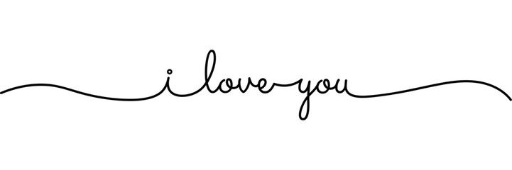 Calligraphic i love you text in ballpoint pen style isolated on white background. Rounded i love you sign in script text with small caps text . Vector Illustration.