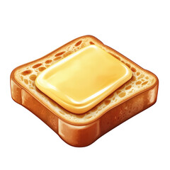 slice toasted bread with butter isolated on white transparent background
