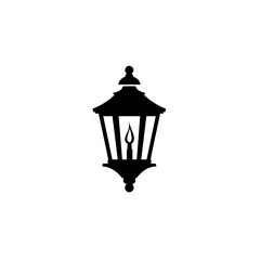 Simple black silhouette of vintage gas lamp.
