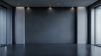 A luxurious meeting room featuring a blank gray wall provides a sophisticated and professional backdrop for corporate events and presentations  
