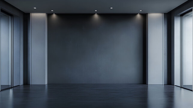 A luxurious meeting room featuring a blank gray wall provides a sophisticated and professional backdrop for corporate events and presentations  