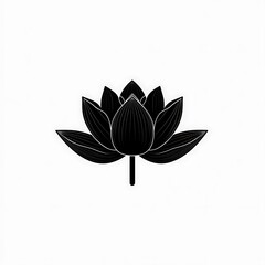 Black and white stylized lotus flower illustration.