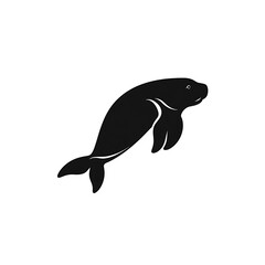 Fototapeta premium Silhouette of a manatee swimming gracefully.