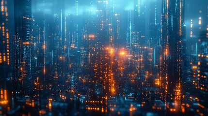 Naklejka premium Futuristic Cityscape at Night
