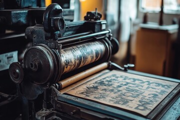 Fototapeta premium Vintage printing display photo style template for retro design enthusiasts and creative projects