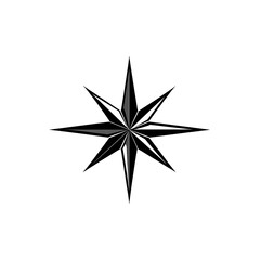 Fototapeta premium Eight-pointed star, geometric design, black, white background.