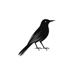 Obraz premium Silhouette of a small bird, perched, facing right, simple design.
