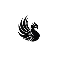 Obraz premium Stylized black phoenix bird logo design.