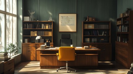 office working interior in modern classic style