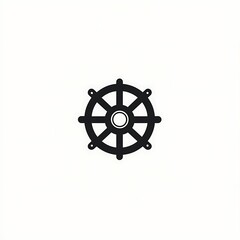 Naklejka premium Simple black ship wheel icon.