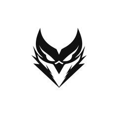 Abstract stylized black owl head logo design.