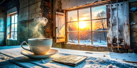 Obraz premium Capture winter's urban beauty on December 19th: an exploration photography coffee break awaits.