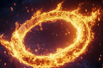 Fototapeta premium Fiery Ring Burns Brightly, Inferno's Dance