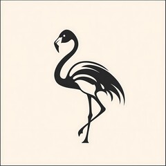 Fototapeta premium Stylized black flamingo illustration.