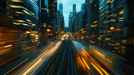 Fototapeta na wymiar City lights blurred at twilight street view