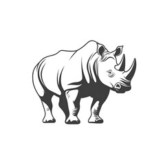 Fototapeta premium Monochrome illustration of a rhinoceros.