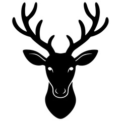 Naklejka premium reindeer black silhouette vector, Simple silhouette Design vector icon with white background.
