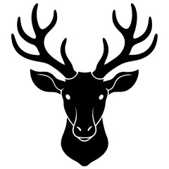 reindeer black silhouette vector, Simple silhouette Design vector icon with white background.