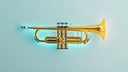 Obraz premium shiny brass trumpet with glowing accents against light background