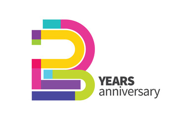 Colorful Flat 23th-Anniversary Logo Template for your company, event, corporate, etc