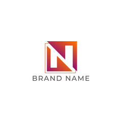 ILLUSTRATION LETTER N GEOMETRIC  LOGO ICON GRADIENT ORANGE PURPLE COLOR TEMPLATE SIMPLE MINIMALIST ELEMENT DESIGN SIMPLE VECTOR GOOD FOR APPS, BRAND 
