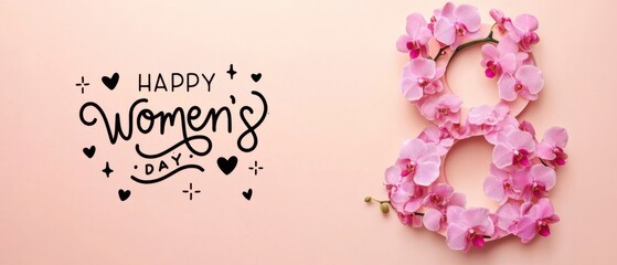Happy Womens Day: Pink Orchid Floral Number Eight Design