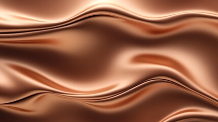 Obraz premium Abstract copper metallic silk fabric texture with flowing waves and ripples.