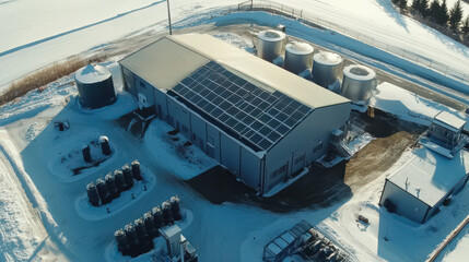 Metal building solar panel clean energy install snowy