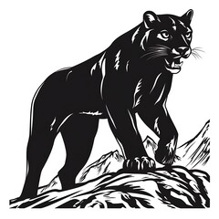 Obraz premium Black panther silhouette on mountain peak.