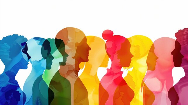 Vibrant diversity concept with multicolored silhouettes for artistic design