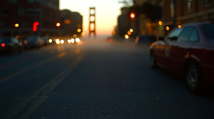 Fototapeta premium Golden Gate Bridge at Dusk: A Captivating Cityscape of San Francisco's Iconic Landmark