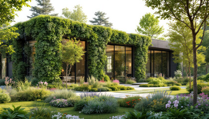 Modern Eco-Friendly House with Lush Greenery