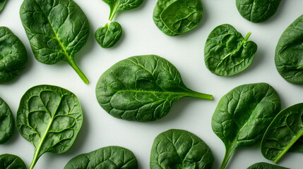 Obraz premium Vibrant Green Spinach Leaves: A Close-Up View of Fresh, Organic Spinach for Healthy Eating