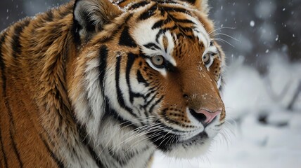 Fototapeta premium Majestic Siberian Tiger with Unique Grey and White Stripes