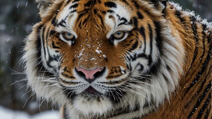 Fototapeta premium Majestic Siberian Tiger with Unique Grey and White Stripes