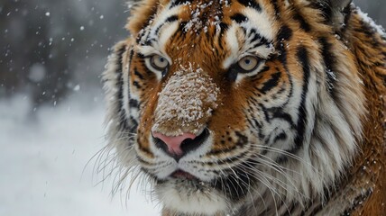 Obraz premium Majestic Siberian Tiger with Unique Grey and White Stripes