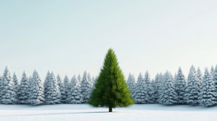 Fototapeta premium Stylized low poly green tree stands prominently against a vibrant backdrop, showcasing modern geometric design.