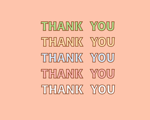 thank you handwritten on pastel background. illustration banner.