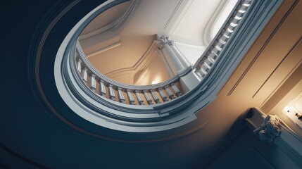 Fototapeta premium A beautifully designed staircase with intricate railings and soft lighting.