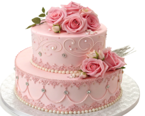 Elegant pink cake design, 3D, no backdrop