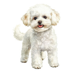 Adorable Bichon Frise on White on transparent PNG background.