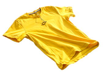 Hooked yellow tee render, floating, background removed