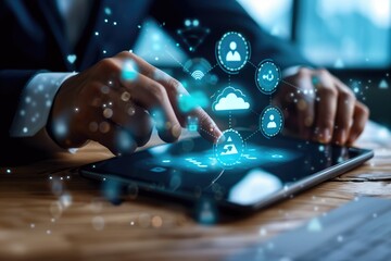 Concept of cloud computing and digital networking in modern business technology