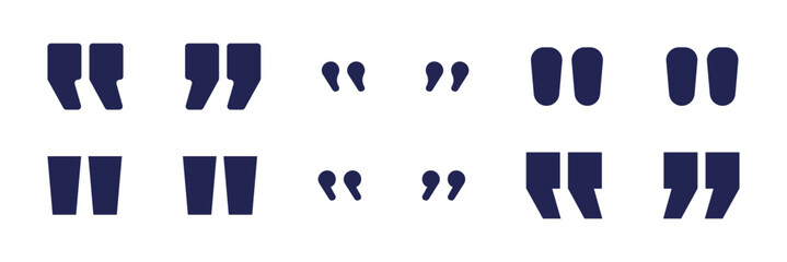 Quote icon set. Quote Icon Object. Quote marks outline, speech marks, inverted commas or talking marks collection.