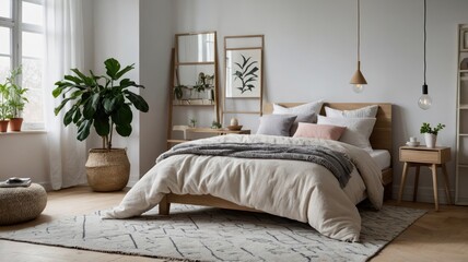 reate a scandinavian style bedroom with minimalist