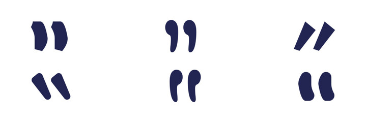 Set of quote mark. Quotes icon vector set. Quote marks outline, speech marks, inverted commas or talking marks collection. 