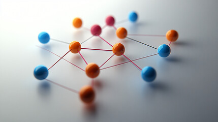 Obraz premium An abstract symbol for supervised learning, depicting labeled data points and a learning model that maps the data.