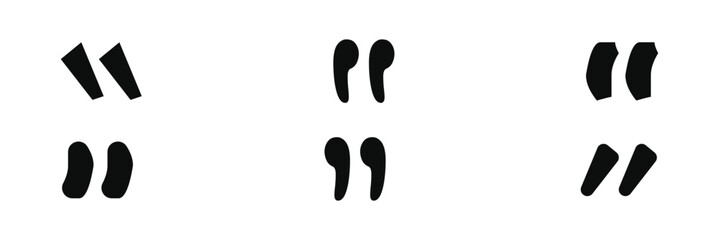 Quotes, quotation marks black isolated vector icon set. 